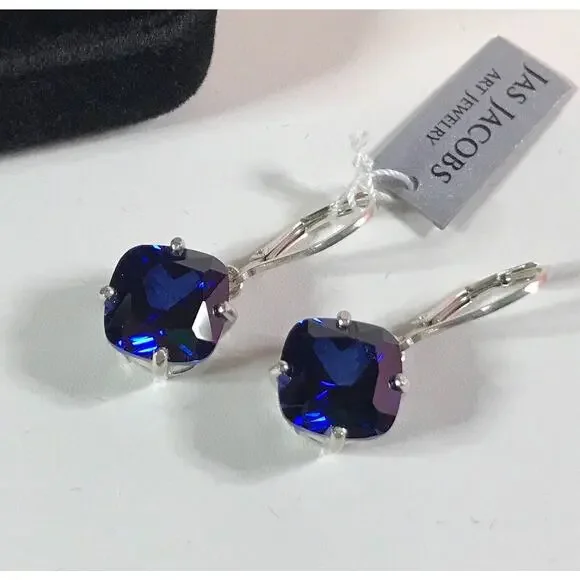GORGEOUS 10ctw Cushion Cut Sapphire Earrings Lab Grown Sapphires - Picture 3 of 5